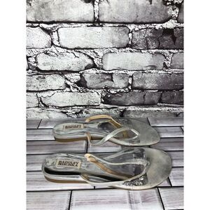 Badgley Mischka Silver Leather Rhinestone Dress Sandals Women’s Sz 9 M US/40EU